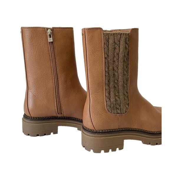 Sam&Libby Scarlett Combat Women's Boot Side Zip Knit Details Brown Size10 - Picture 2 of 8